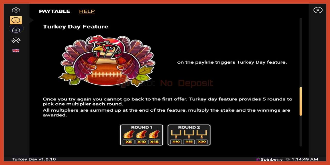 Slot skrinshoti: Turkey Day depozit yoq, raqam - 5