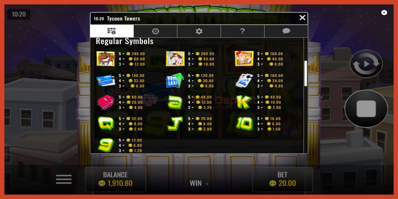 Slot screenshot: Tycoon Towers no deposit, number - 6