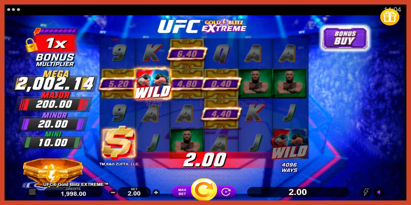 Slot screenshot: UFC Gold Blitz Extreme no deposit, number - 2