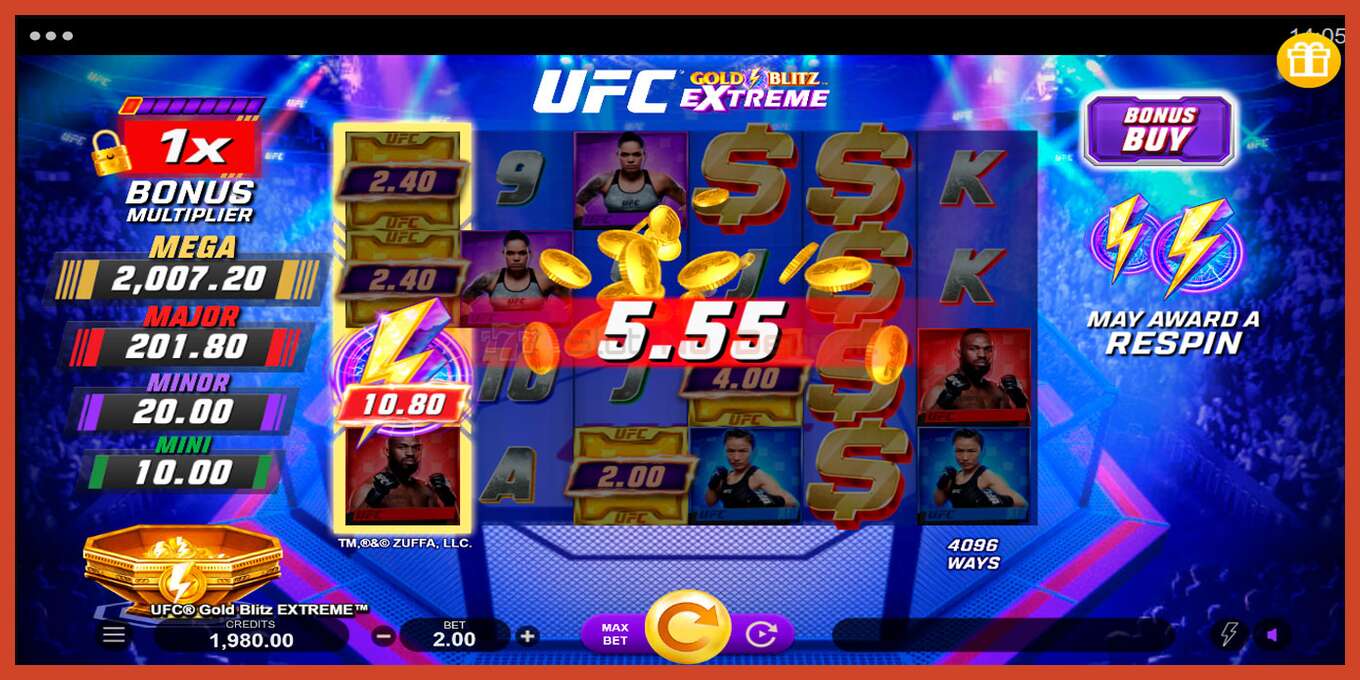 Slot screenshot: UFC Gold Blitz Extreme no deposit, number - 4