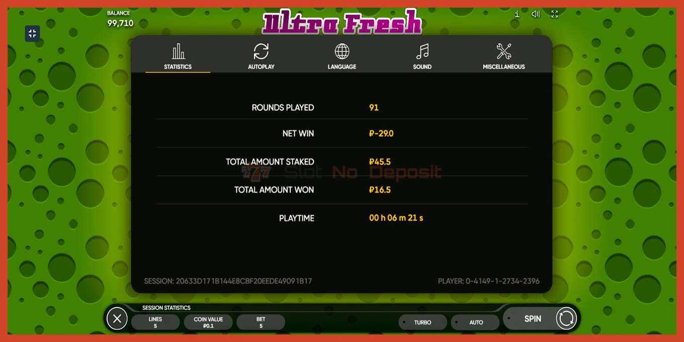 Slot screenshot: Ultra Fresh no deposit, number - 5