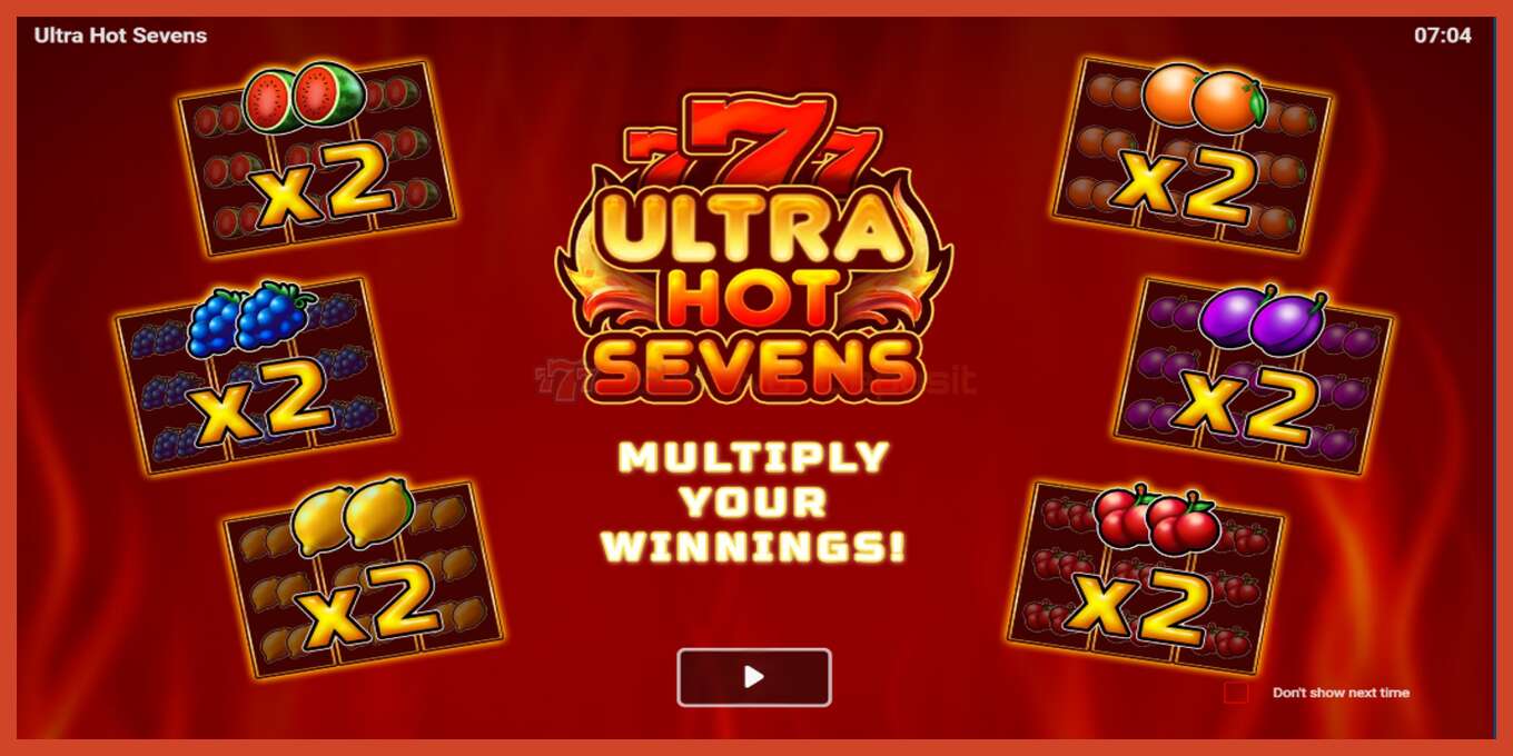 Slot screenshot: Ultra Hot Sevens no deposit, number - 1