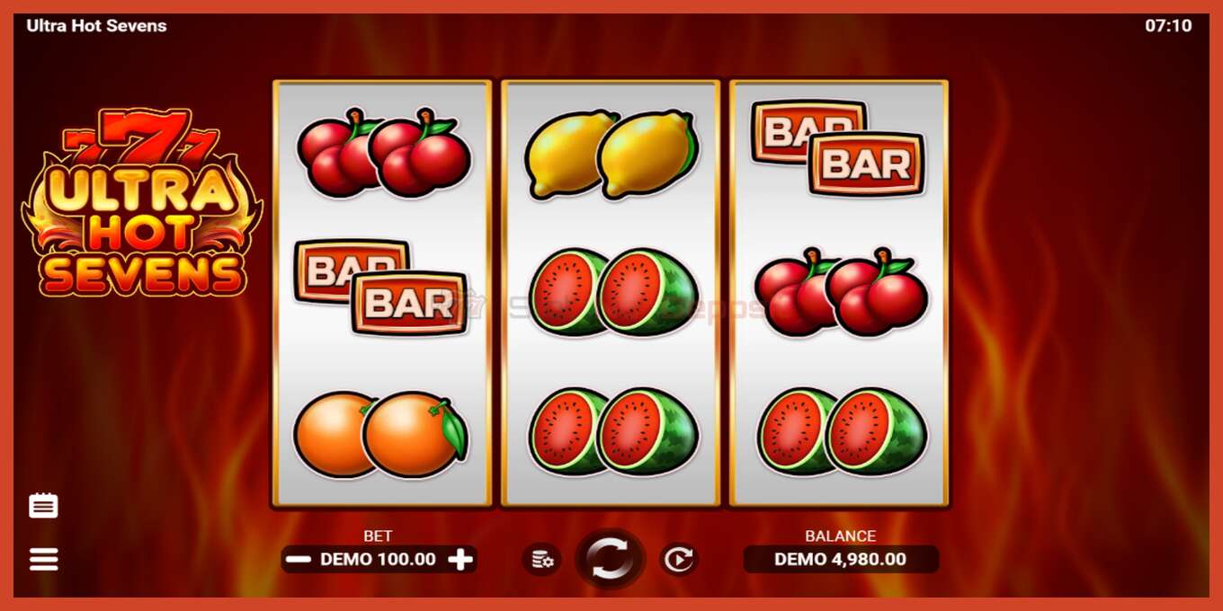 Slot screenshot: Ultra Hot Sevens no deposit, number - 2