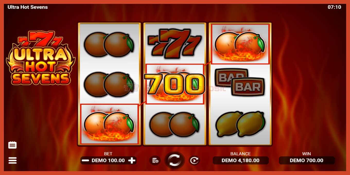 Slot screenshot: Ultra Hot Sevens no deposit, number - 3