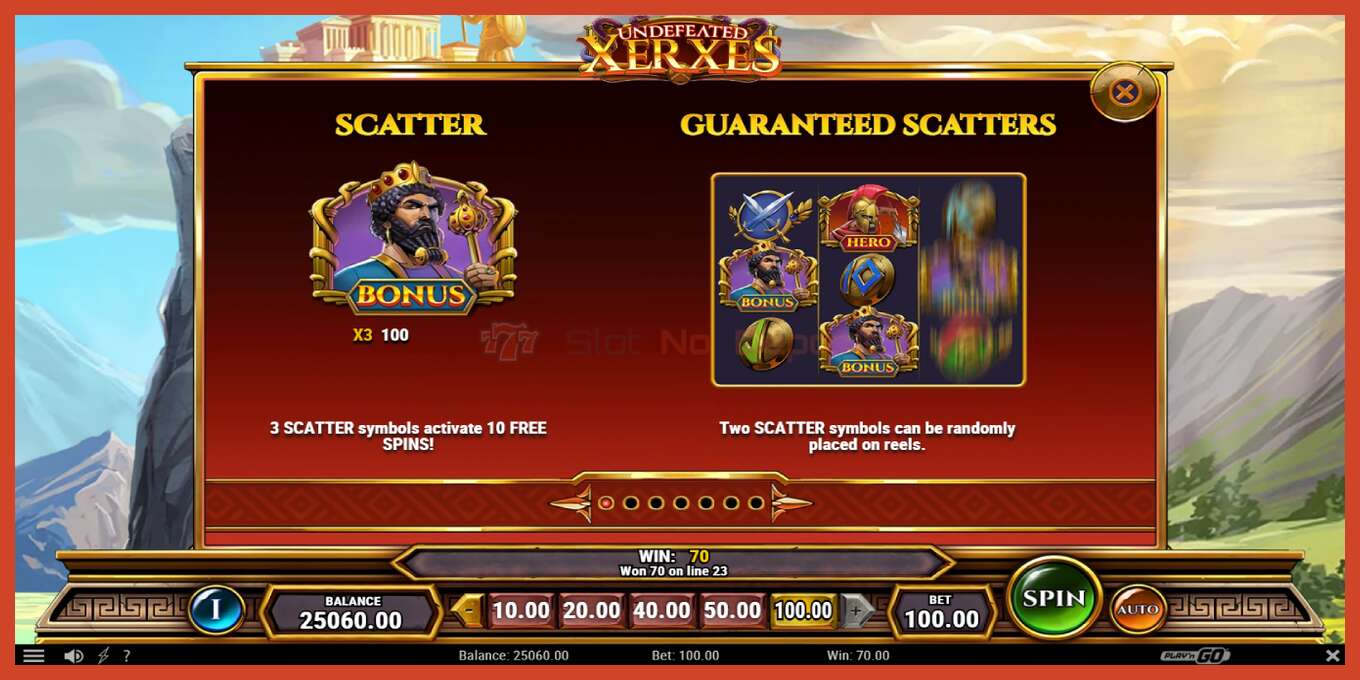 Captura de pantalla do slot: Undefeated Xerxes sen depósito, número - 5