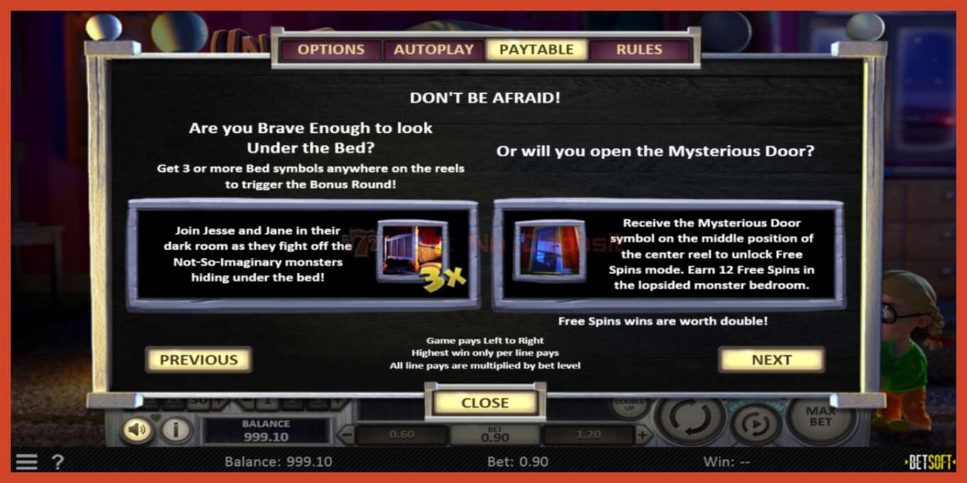 Slot screenshot: Under the Bed no deposit, number - 5