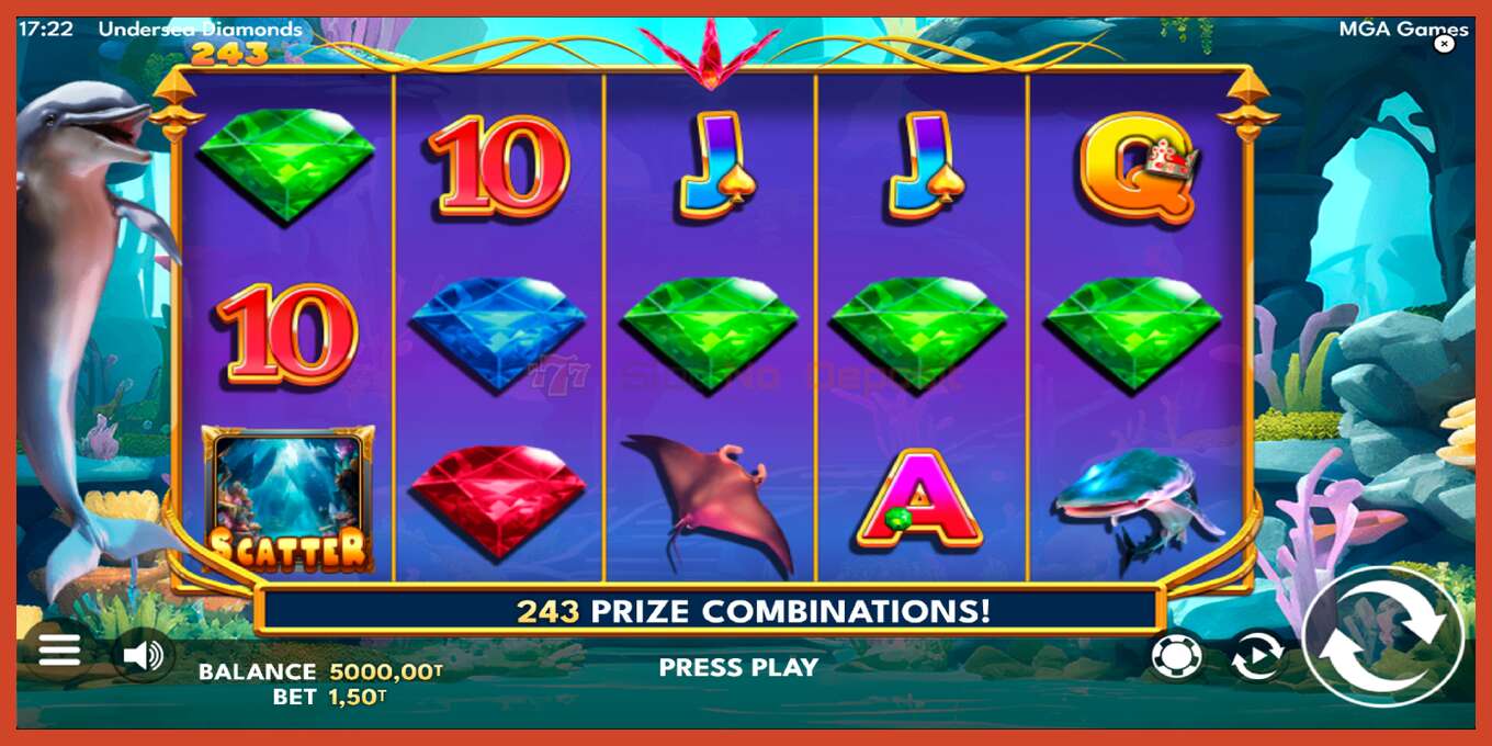 Slot screenshot: Undersea Diamonds no deposit, number - 2