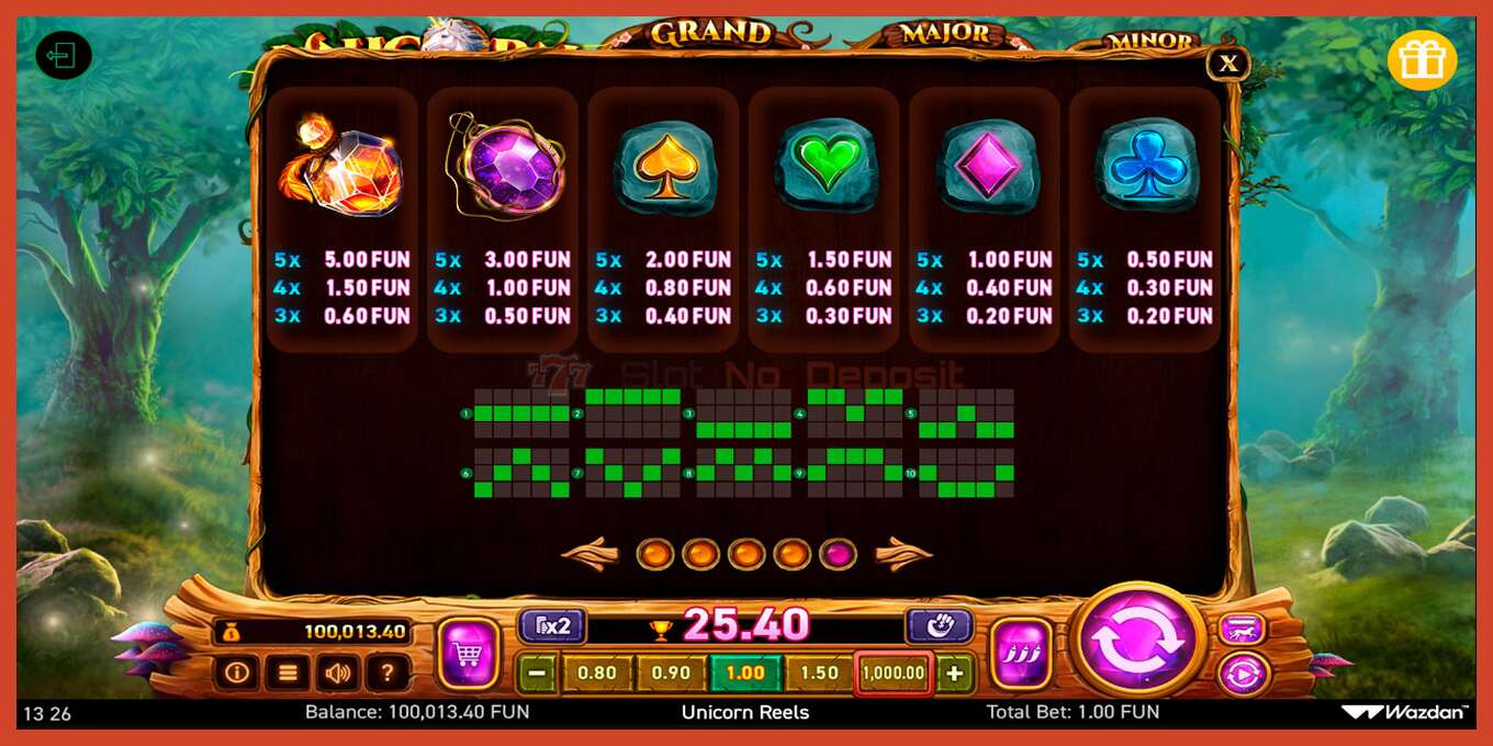 Slot screenshot: Unicorn Reels nincs letét, szám - 7