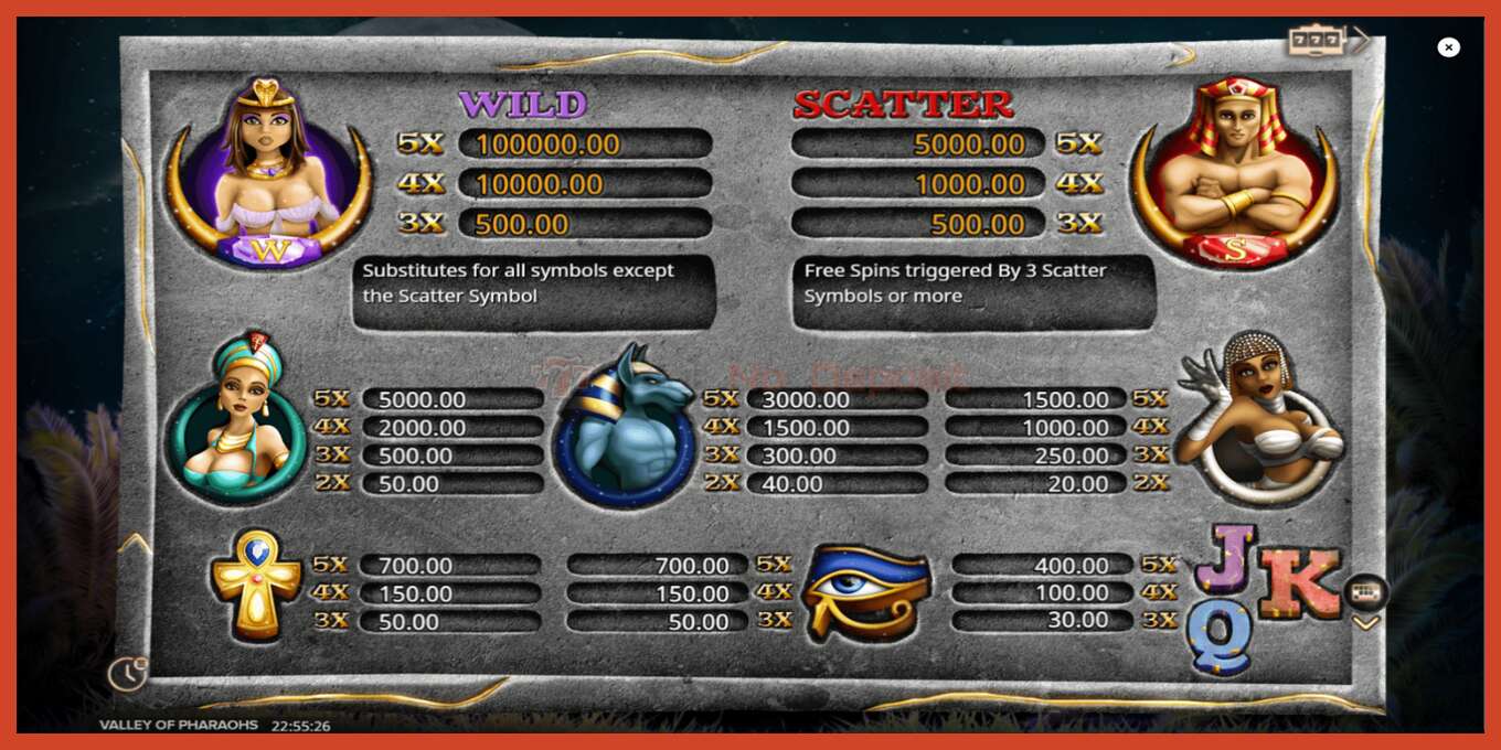 Slot screenshot: Valley of Pharaohs no deposit, number - 7