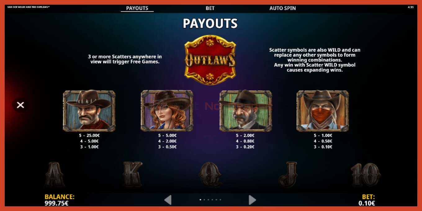 Slot screenshot: Van der Wilde and The Outlaws no deposit, number - 4