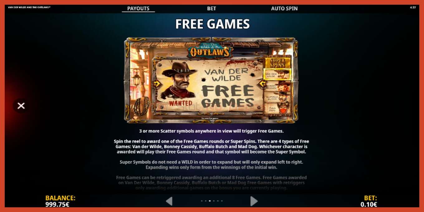 Slot screenshot: Van der Wilde and The Outlaws no deposit, number - 6