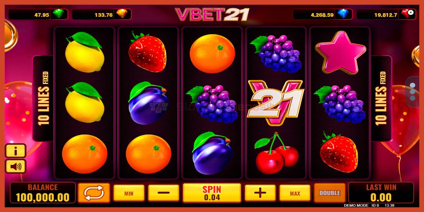 Slot pantaila-argazkia: Vbet 21 gordailurik ez, zenbakia - 1