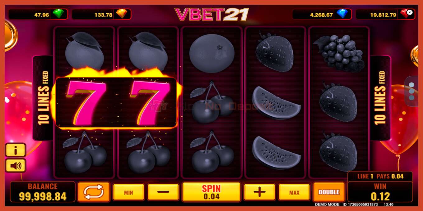 Slot pantaila-argazkia: Vbet 21 gordailurik ez, zenbakia - 4