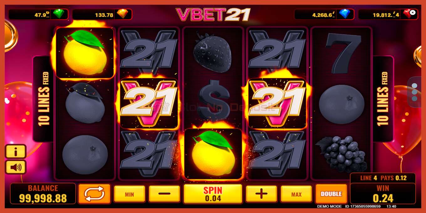 Slot pantaila-argazkia: Vbet 21 gordailurik ez, zenbakia - 5