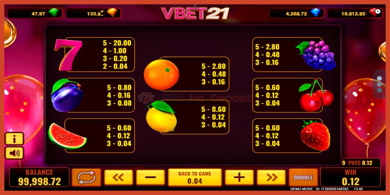 Slot pantaila-argazkia: Vbet 21 gordailurik ez, zenbakia - 6