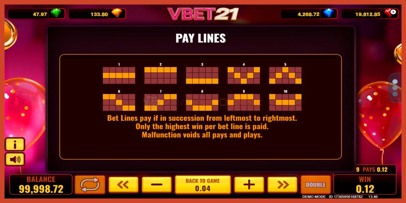 Slot pantaila-argazkia: Vbet 21 gordailurik ez, zenbakia - 7