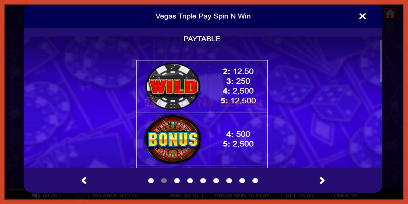 Slot screenshot: Vegas Triple Pay Spin n Win no deposit, number - 3