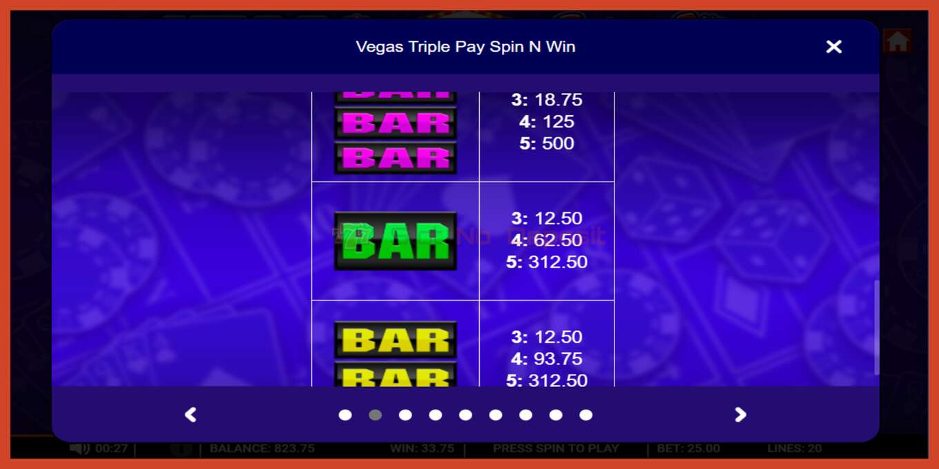 Slot screenshot: Vegas Triple Pay Spin n Win no deposit, number - 4