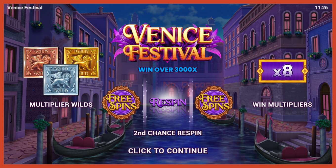 Slot screenshot: Venice Festival no deposit, number - 1