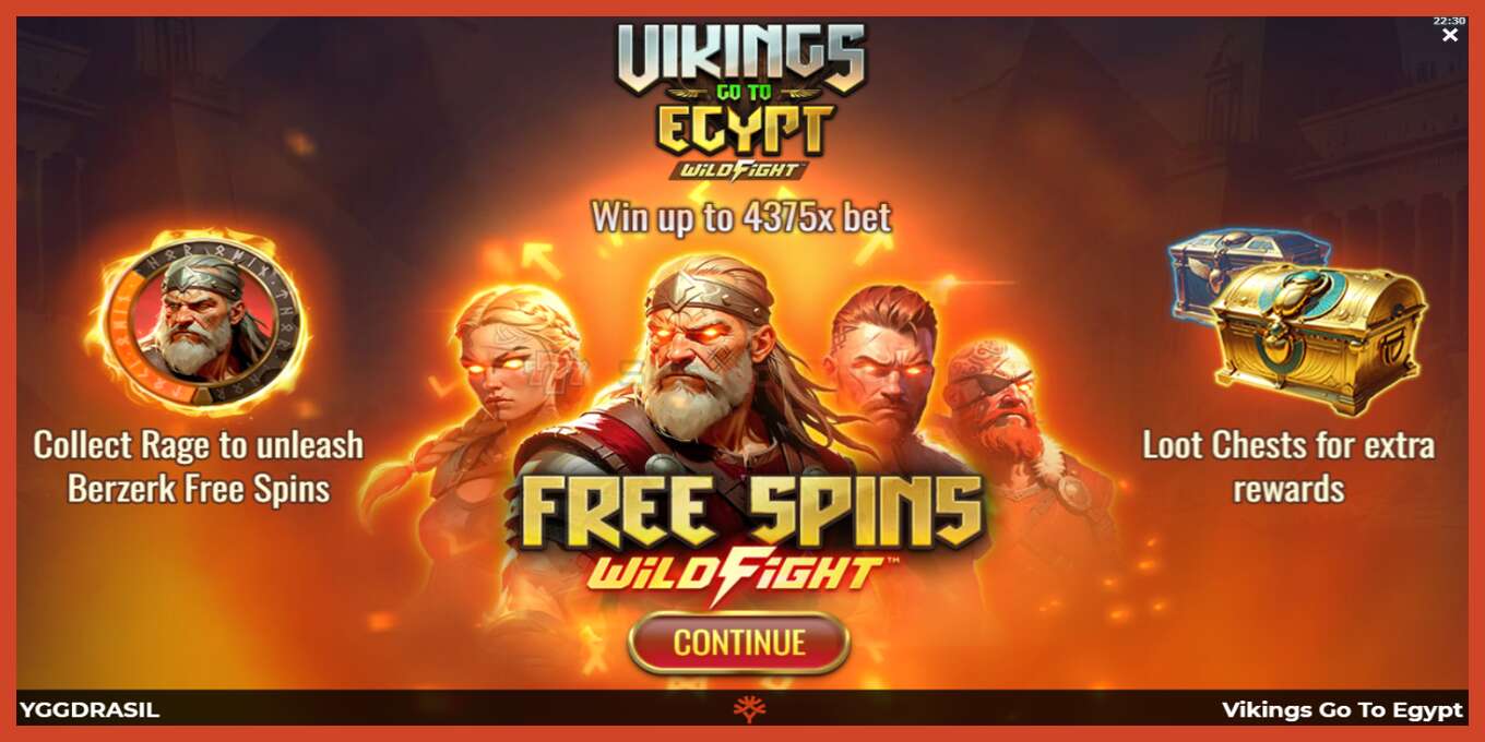 فتحة لقطة الشاشة: Vikings Go To Egypt Wild Fight لا إيداع, رقم - 1