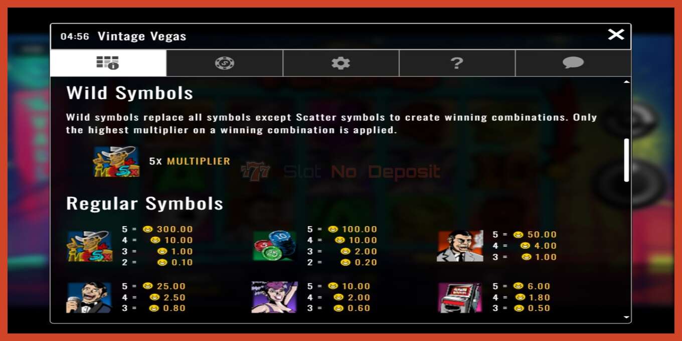 Capture décran de la machine à sous: Vintage Vegas pas de dépôt, nombre - 4