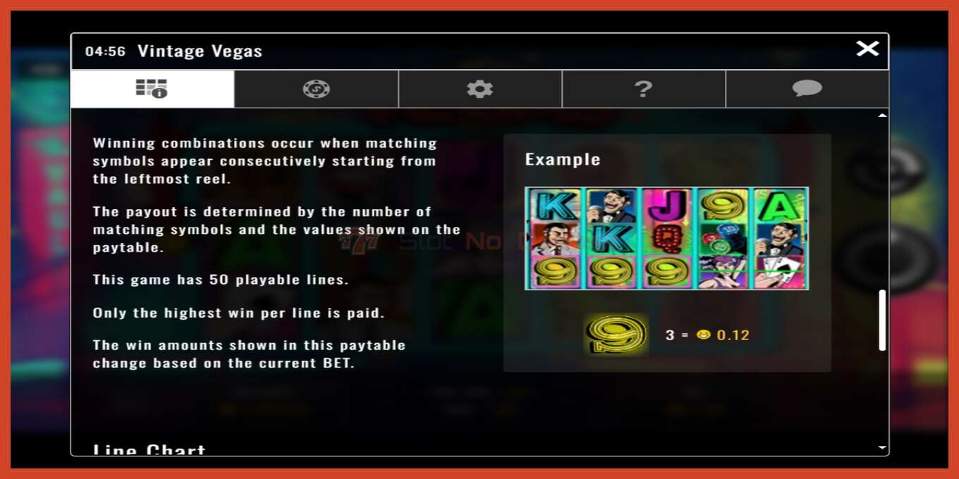 Capture décran de la machine à sous: Vintage Vegas pas de dépôt, nombre - 5