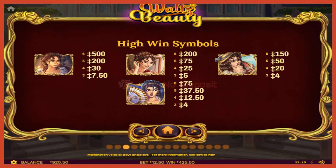 Slot screenshot: Waltz Beauty no deposit, number - 5