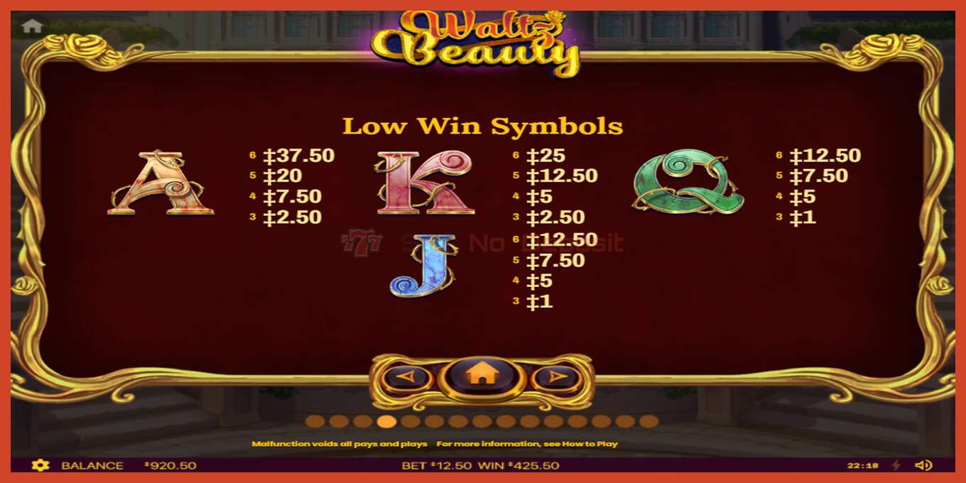 Slot screenshot: Waltz Beauty no deposit, number - 7