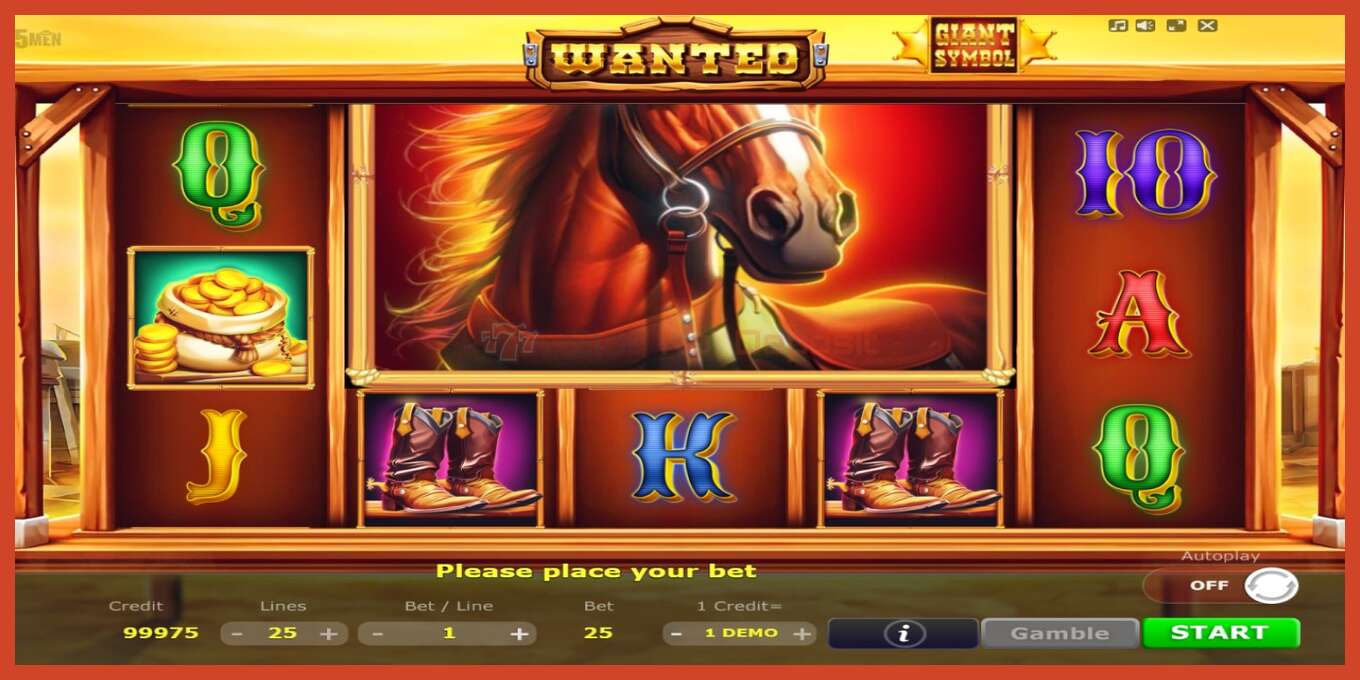 Slot screenshot: Wanted no deposit, number - 1