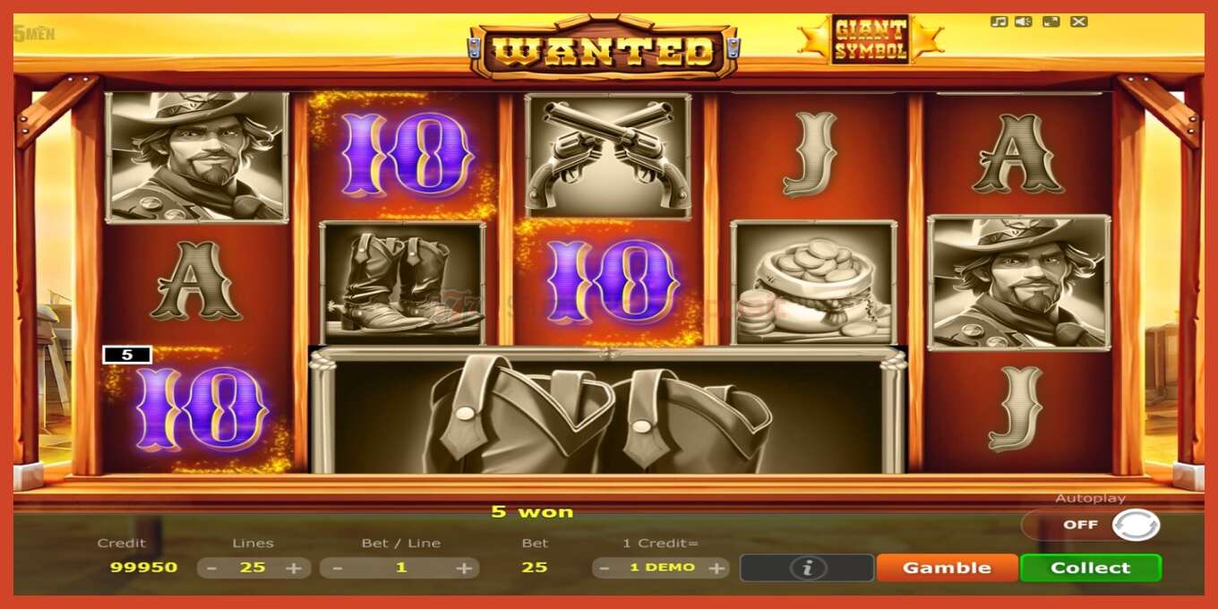 Slot screenshot: Wanted no deposit, number - 2