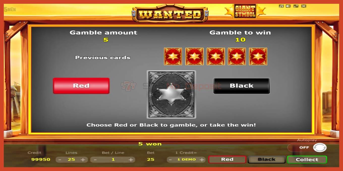 Slot screenshot: Wanted no deposit, number - 3