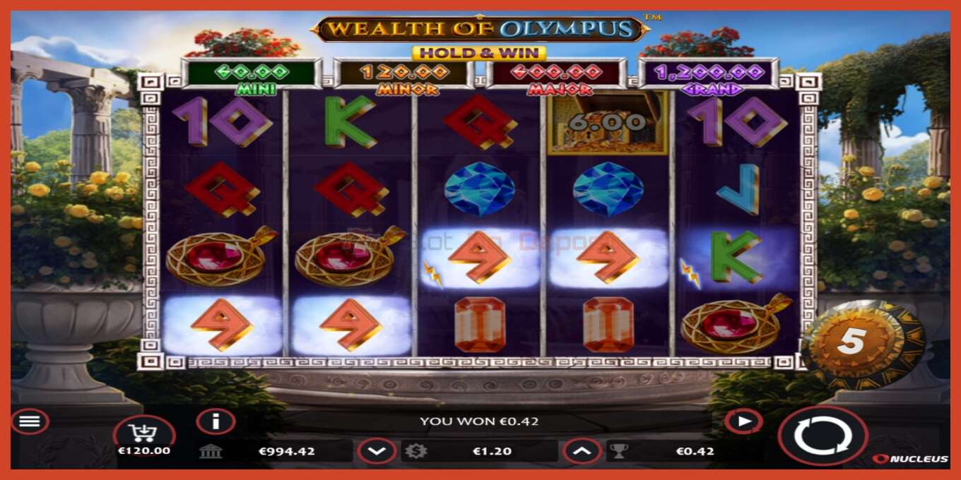 Captura de pantalla de la ranura: Wealth of Olympus sense dipòsit, nombre - 2