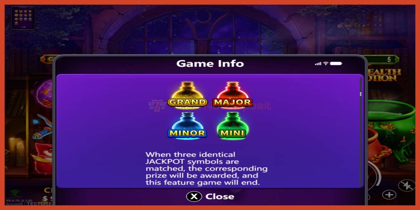 Slot screenshot: Wealth Potion no deposit, number - 4