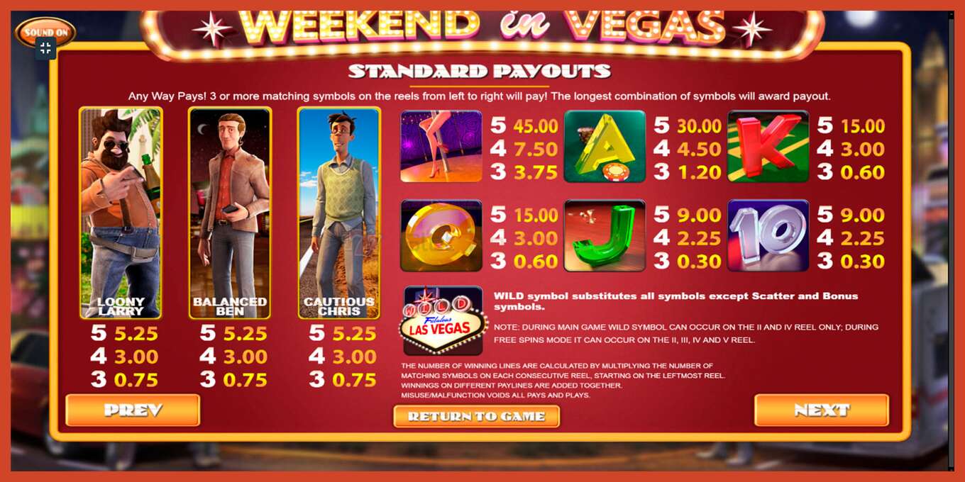 Slot screenshot: Weekend In Vegas no deposit, number - 6