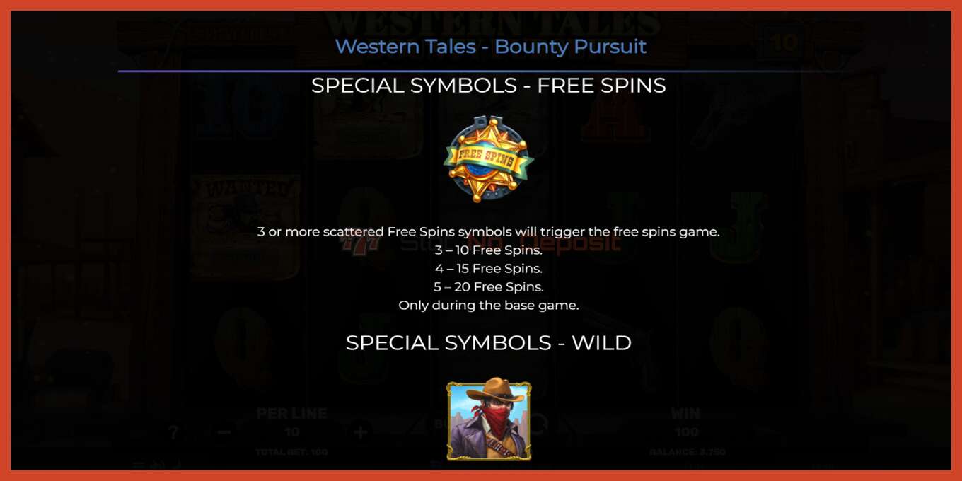 Slot screenshot: Western Tales - Bounty Pursuit no deposit, number - 5