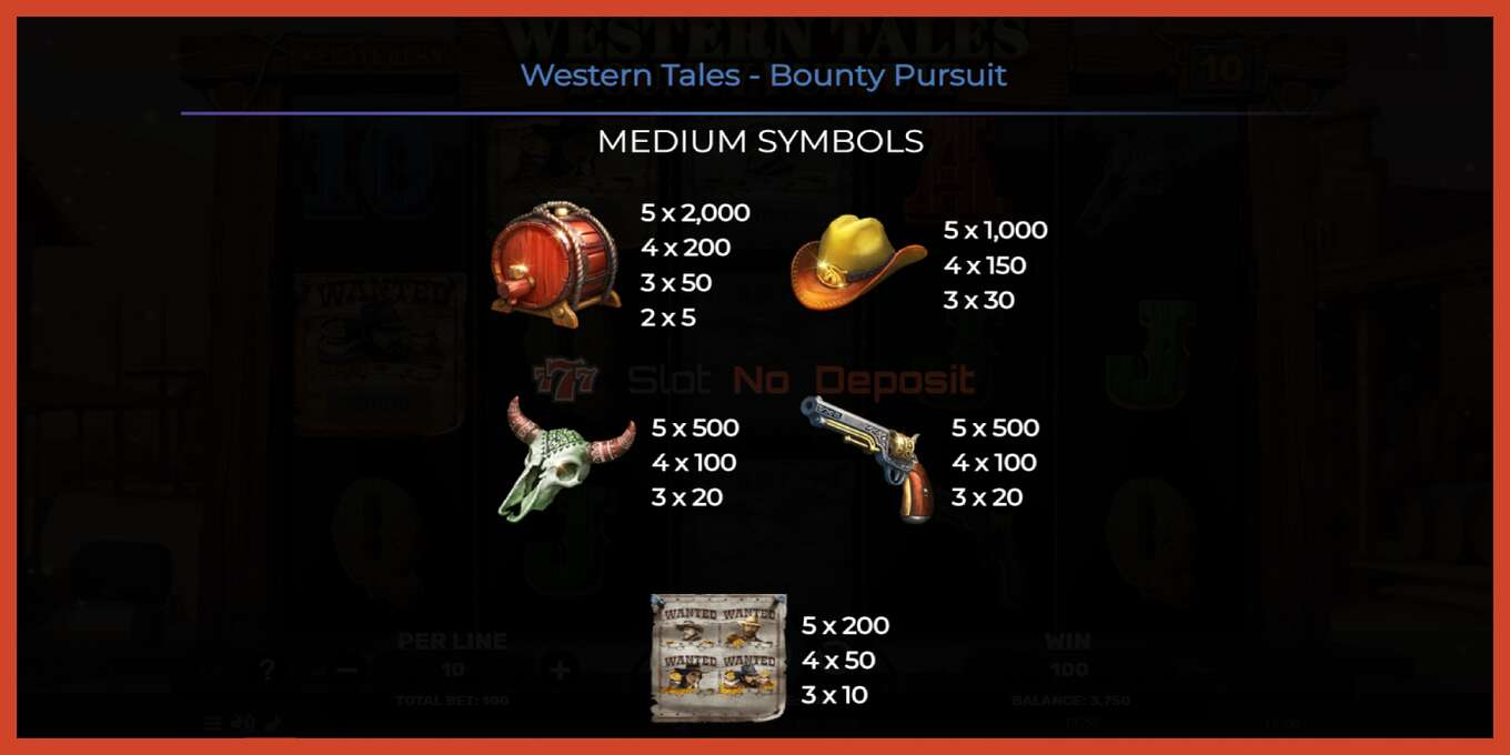 Slot screenshot: Western Tales - Bounty Pursuit no deposit, number - 6