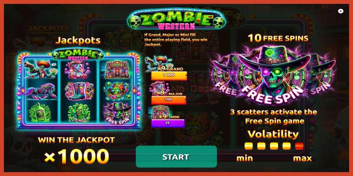 Slot skærmbillede: Western Zombie intet depositum, antal - 1