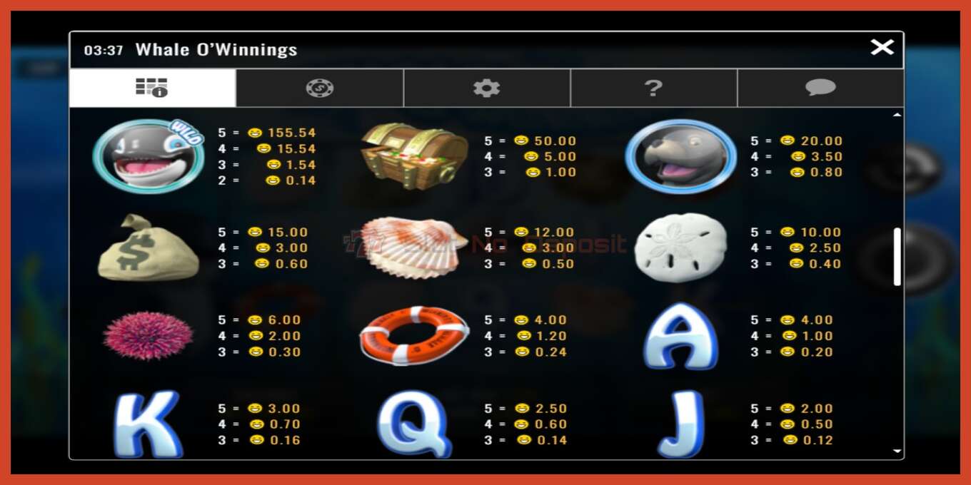 Slot screenshot: Whale O’Winnings no deposit, number - 4