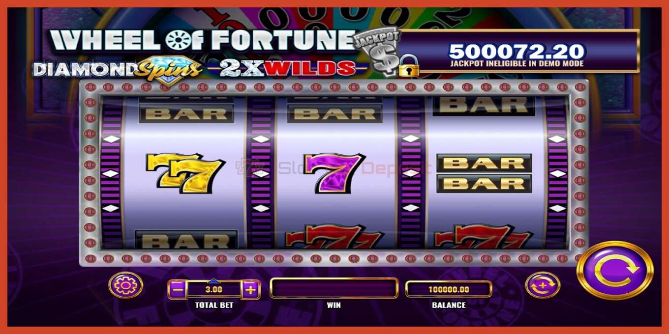 Slot screenshot: Wheel of Fortune Diamond Spins 2x Wilds no deposit, number - 1