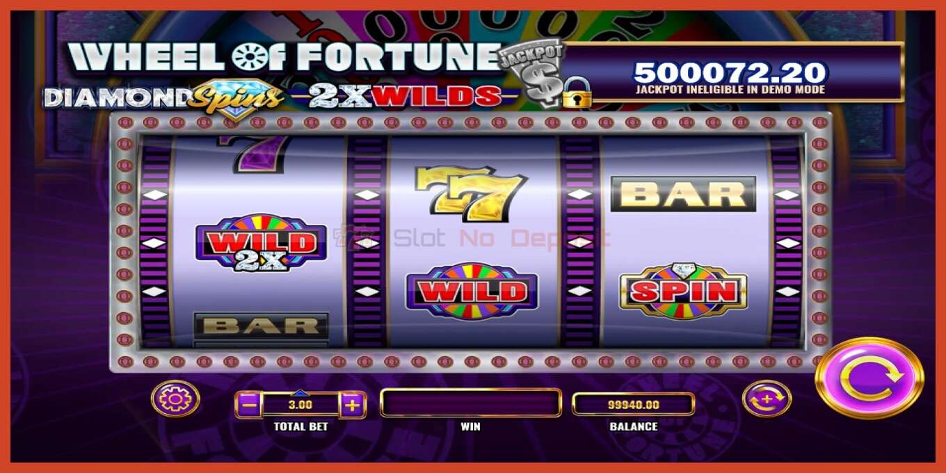 Slot screenshot: Wheel of Fortune Diamond Spins 2x Wilds no deposit, number - 3