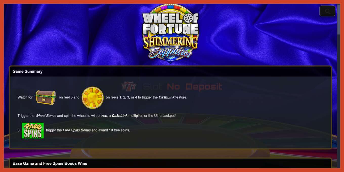 Schermafbeelding van slot: Wheel of Fortune Shimmering Sapphires geen aanbetaling, nummer - 5