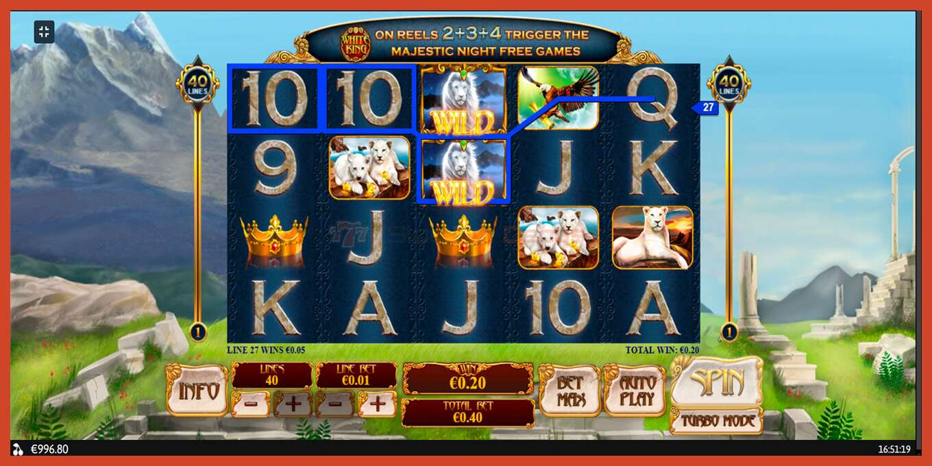 Slot screenshot: White King no deposit, number - 5