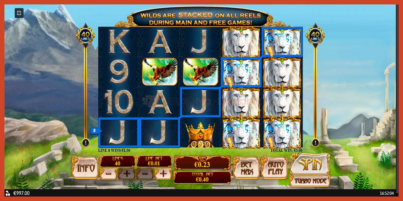 Slot screenshot: White King no deposit, number - 6