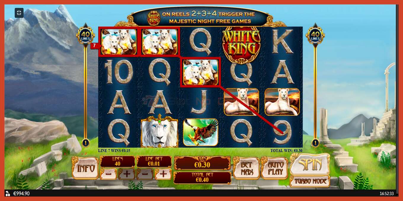 Slot screenshot: White King no deposit, number - 7