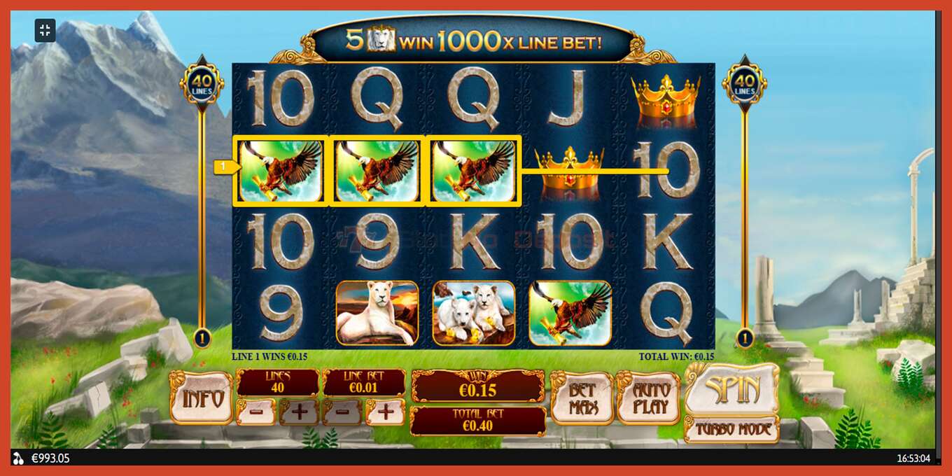 Slot screenshot: White King no deposit, number - 10