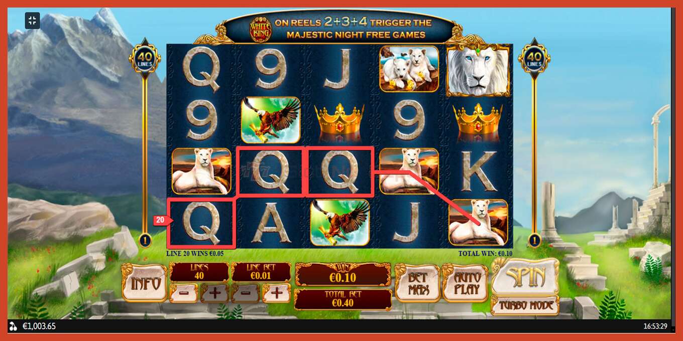 Slot screenshot: White King no deposit, number - 12