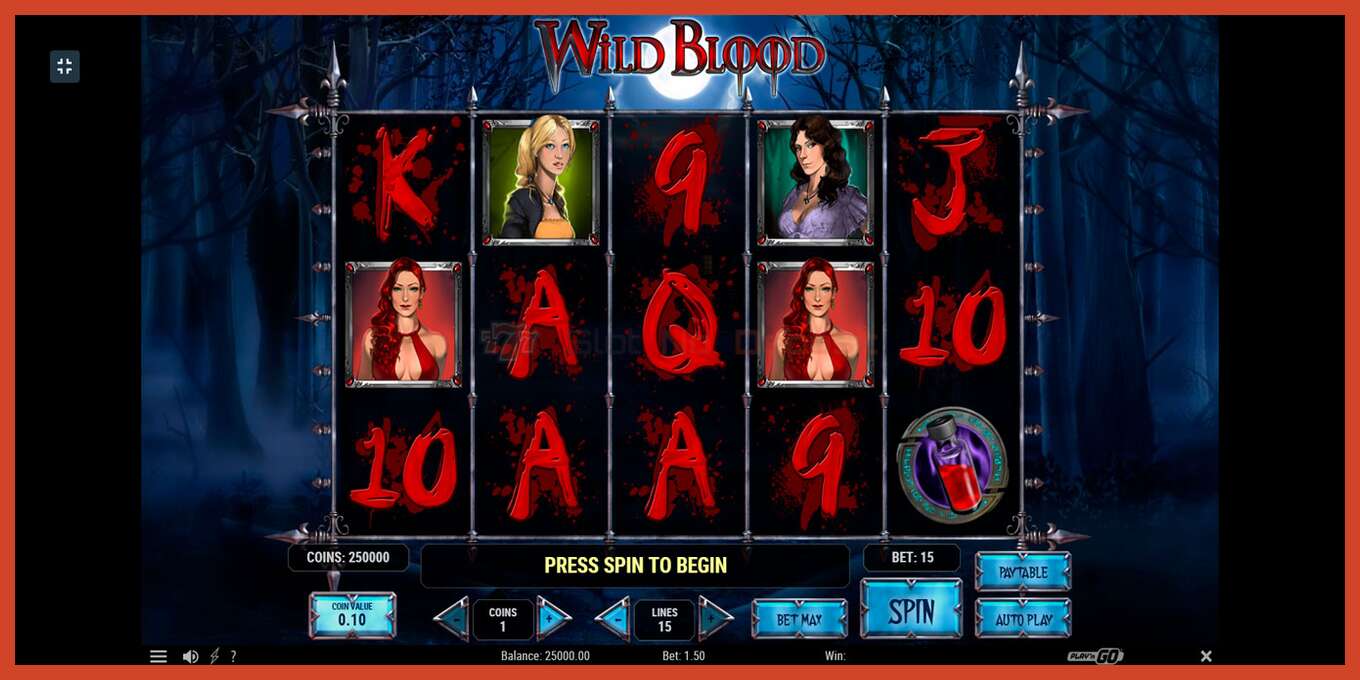 Slot screenshot: Wild Blood no deposit, number - 1