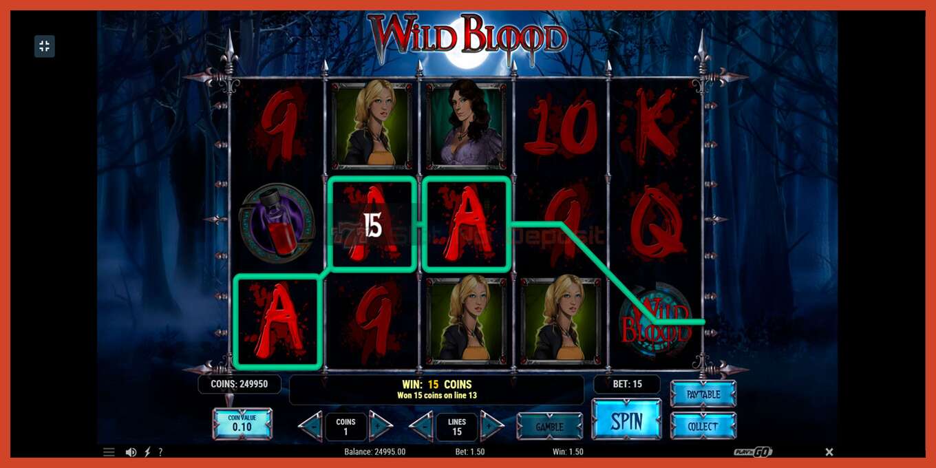 Slot screenshot: Wild Blood no deposit, number - 3