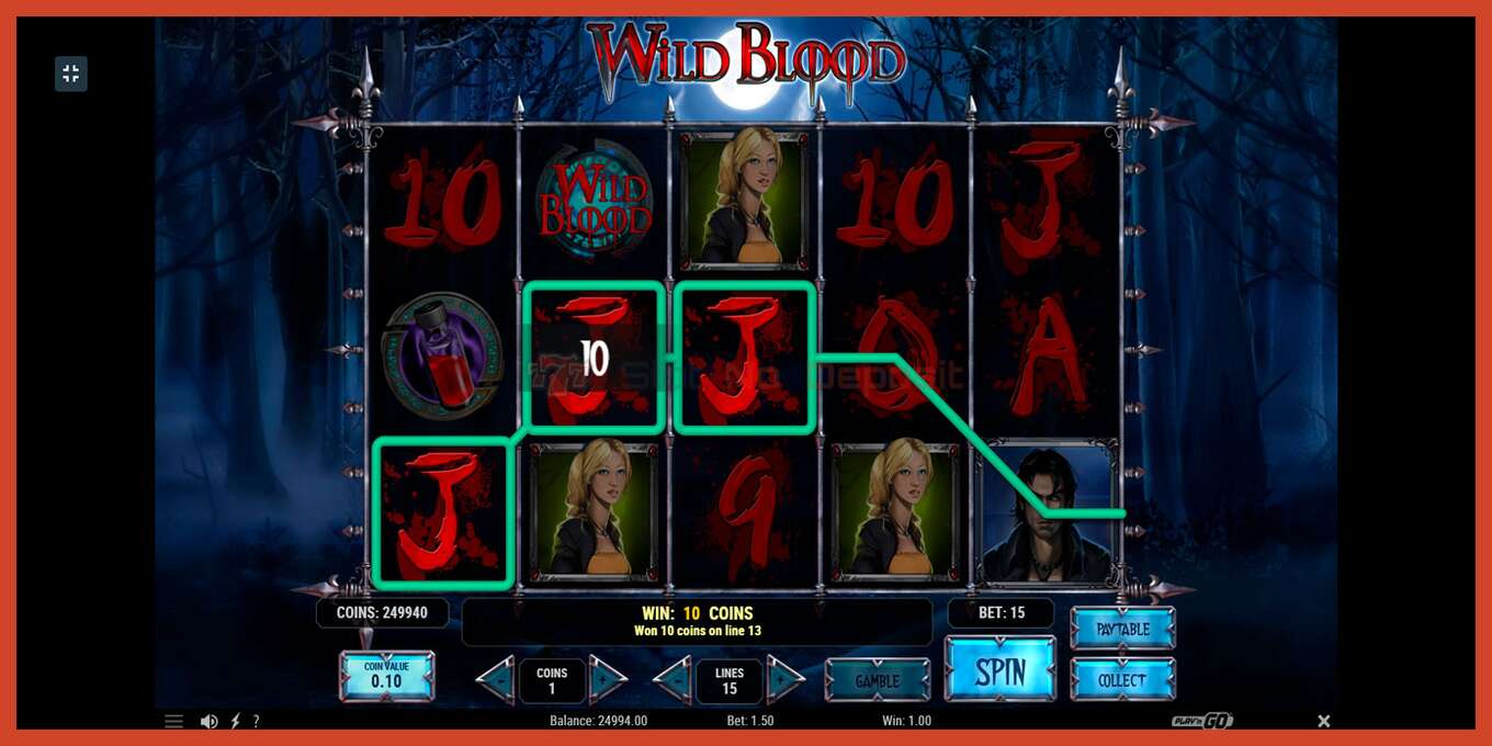 Slot screenshot: Wild Blood no deposit, number - 6