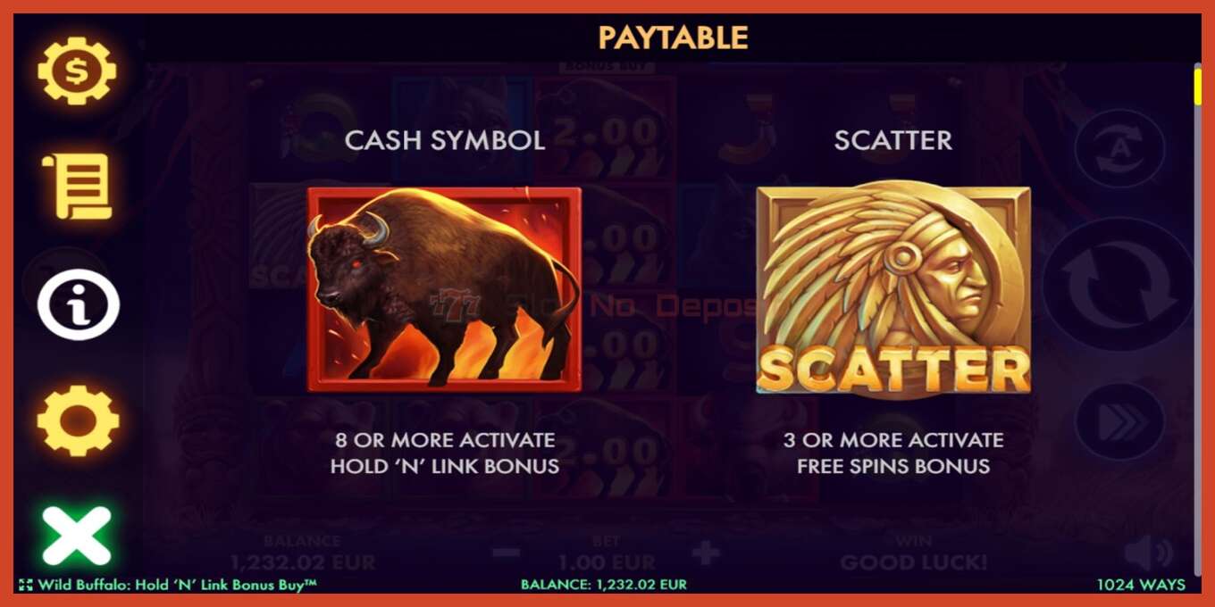 Στιγμιότυπο οθόνης υποδοχής: Wild Buffalo Hold N Link Bonus Buy χωρίς κατάθεση, αριθμός - 4